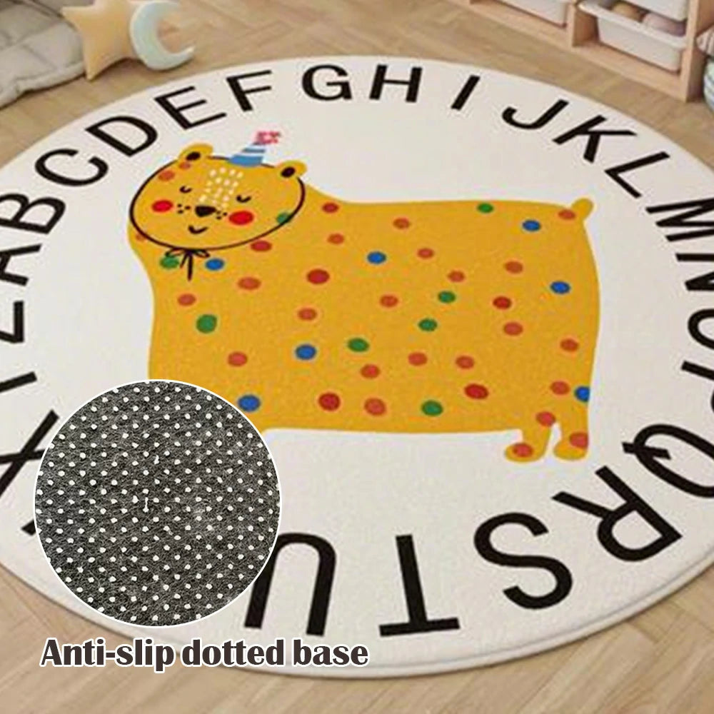 LIVARA Kids Plush Play Mat Non Slip High Density Soft Surface Durable Cozy and Floor Protective Alphabet Yellow Leopard Theme