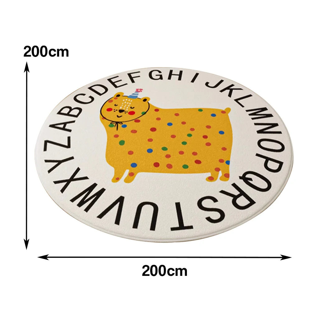 LIVARA Kids Plush Play Mat Non Slip High Density Soft Surface Durable Cozy and Floor Protective Alphabet Yellow Leopard Theme
