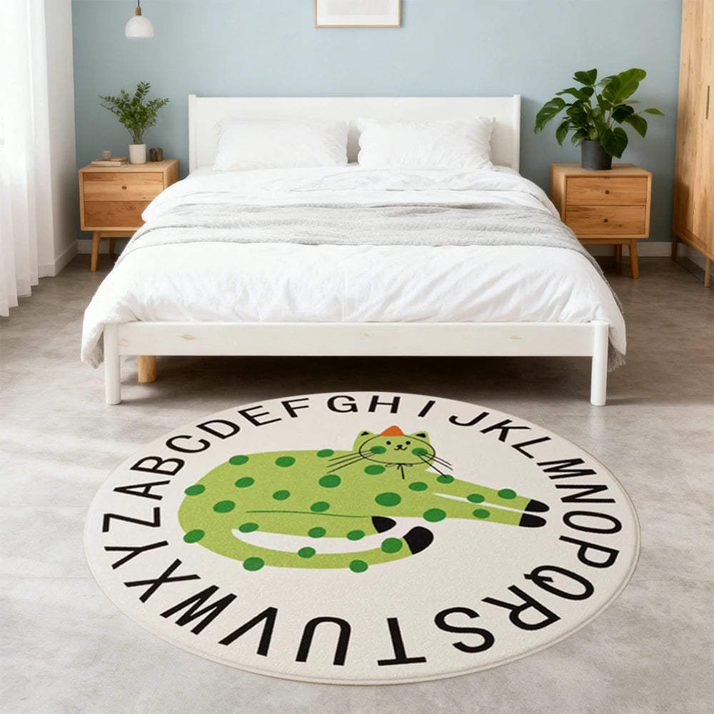 LIVARA Kids Plush Play Mat Non Slip High Density Soft Surface Durable Cozy and Floor Protective Alphabet Green Leopard Theme