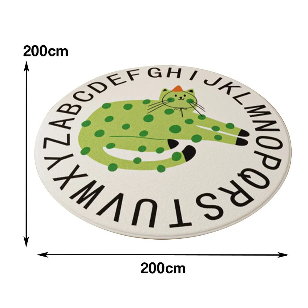 LIVARA Kids Plush Play Mat Non Slip High Density Soft Surface Durable Cozy and Floor Protective Alphabet Green Leopard Theme