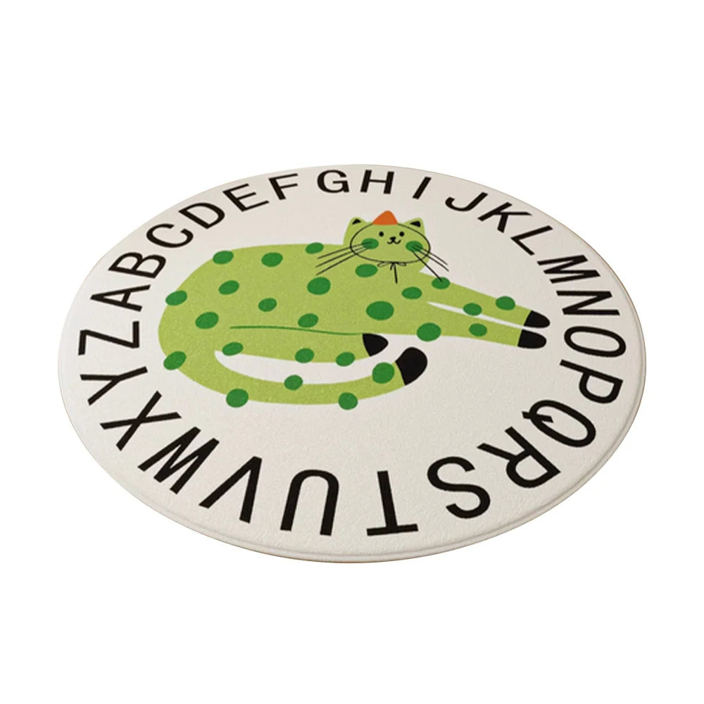 LIVARA Kids Plush Play Mat Non Slip High Density Soft Surface Durable Cozy and Floor Protective Alphabet Green Leopard Theme