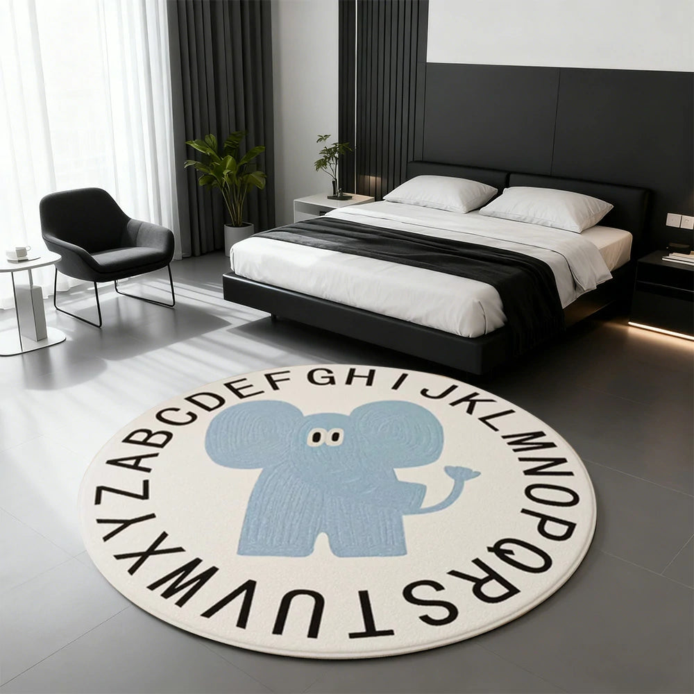 LIVARA Kids Plush Play Mat Non Slip High Density Soft Surface Durable Cozy and Floor Protective Alphabet Blue Elephant Theme