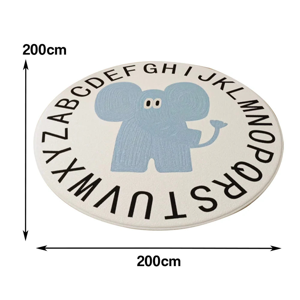 LIVARA Kids Plush Play Mat Non Slip High Density Soft Surface Durable Cozy and Floor Protective Alphabet Blue Elephant Theme