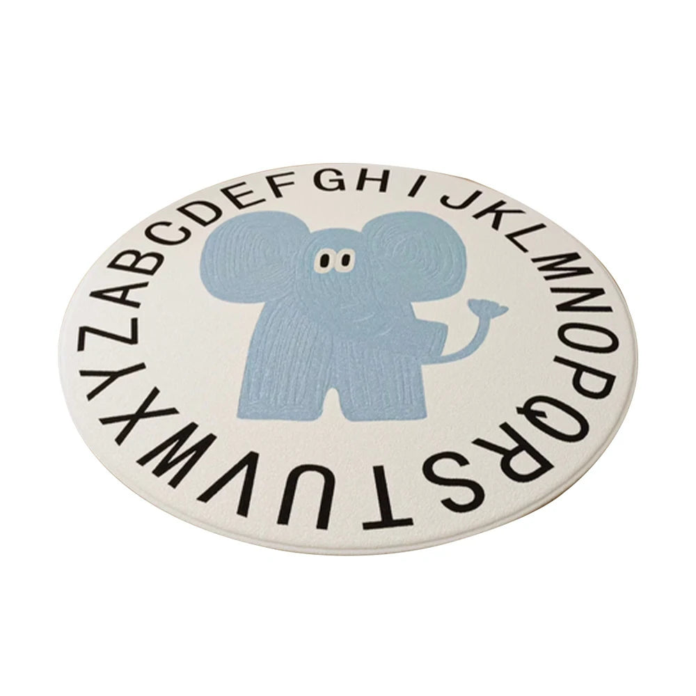 LIVARA Kids Plush Play Mat Non Slip High Density Soft Surface Durable Cozy and Floor Protective Alphabet Blue Elephant Theme