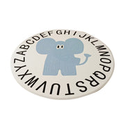 LIVARA Kids Plush Play Mat Non Slip High Density Soft Surface Durable Cozy and Floor Protective Alphabet Blue Elephant Theme
