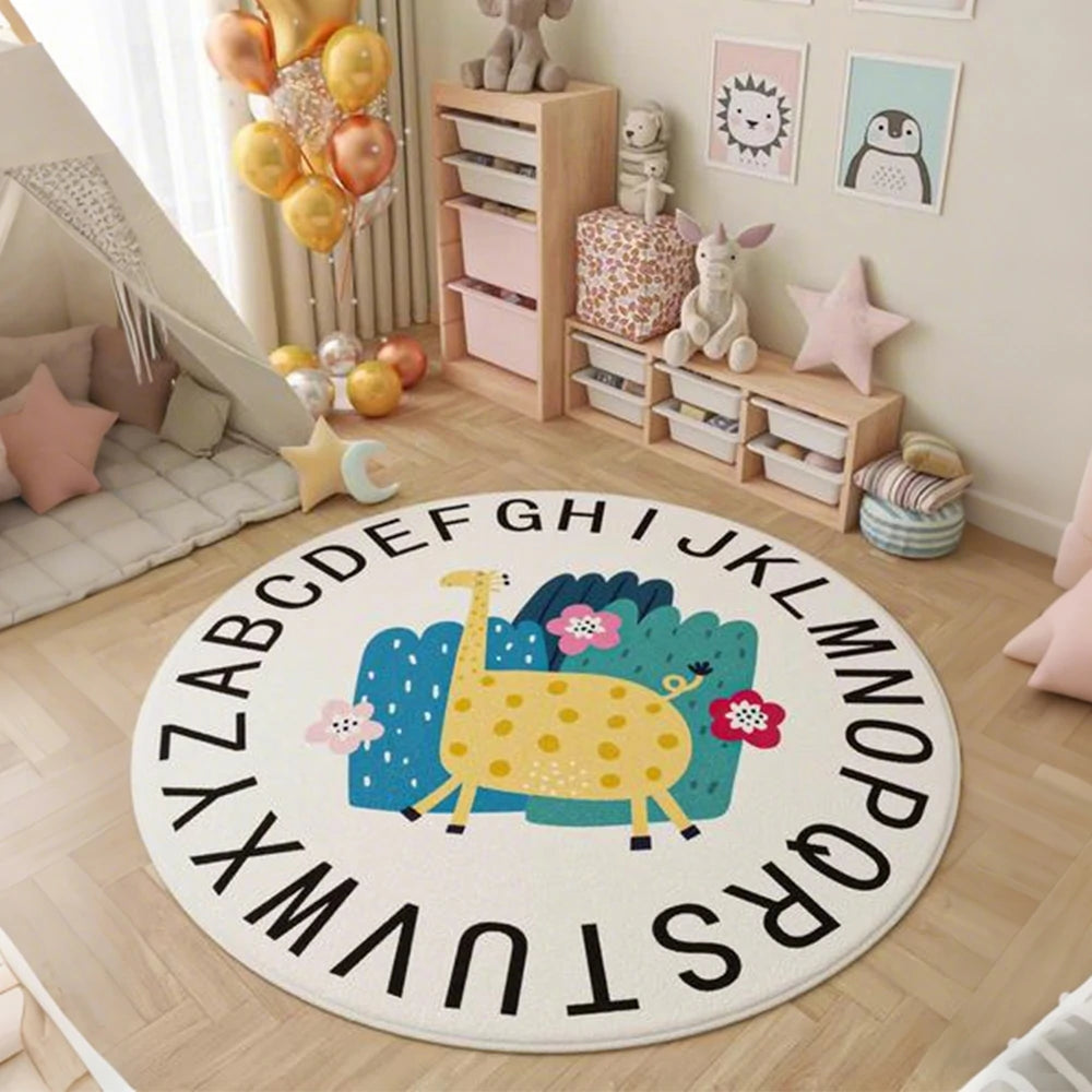 LIVARA Kids Plush Play Mat Non Slip High Density Soft Surface Durable Cozy and Floor Protective Alphabet Giraffe Theme