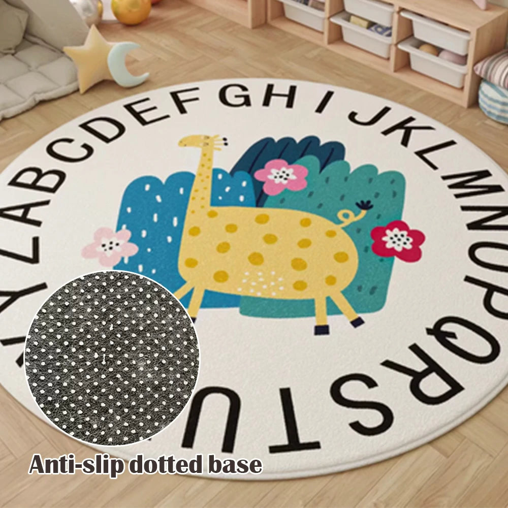 LIVARA Kids Plush Play Mat Non Slip High Density Soft Surface Durable Cozy and Floor Protective Alphabet Giraffe Theme
