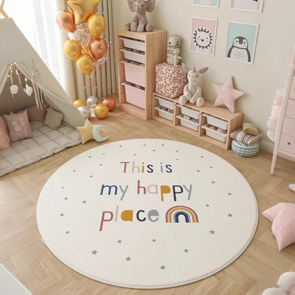 LIVARA Kids Plush Play Mat Non Slip High Density Soft Surface Durable Cozy and Floor Protective Rainbow Theme