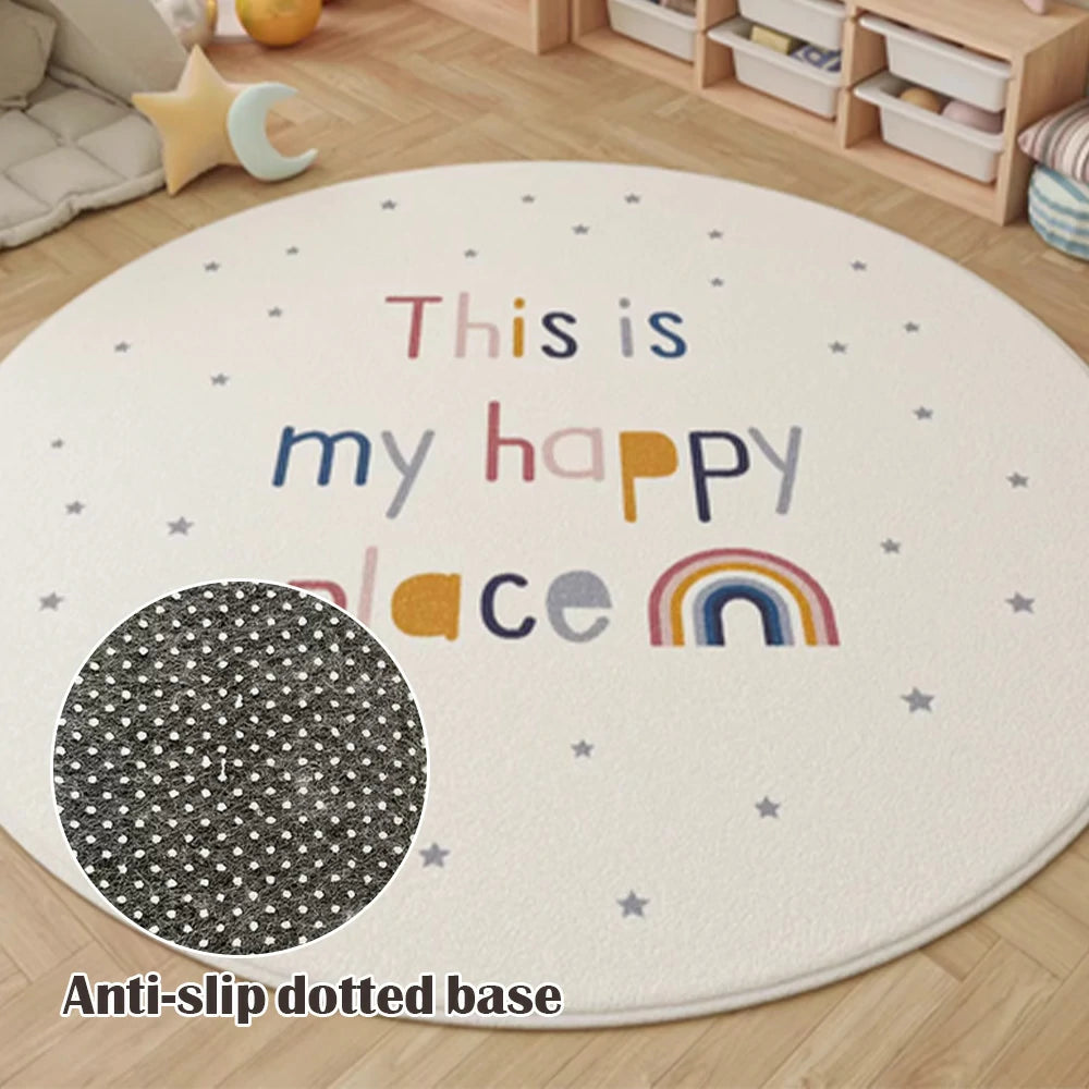 LIVARA Kids Plush Play Mat Non Slip High Density Soft Surface Durable Cozy and Floor Protective Rainbow Theme