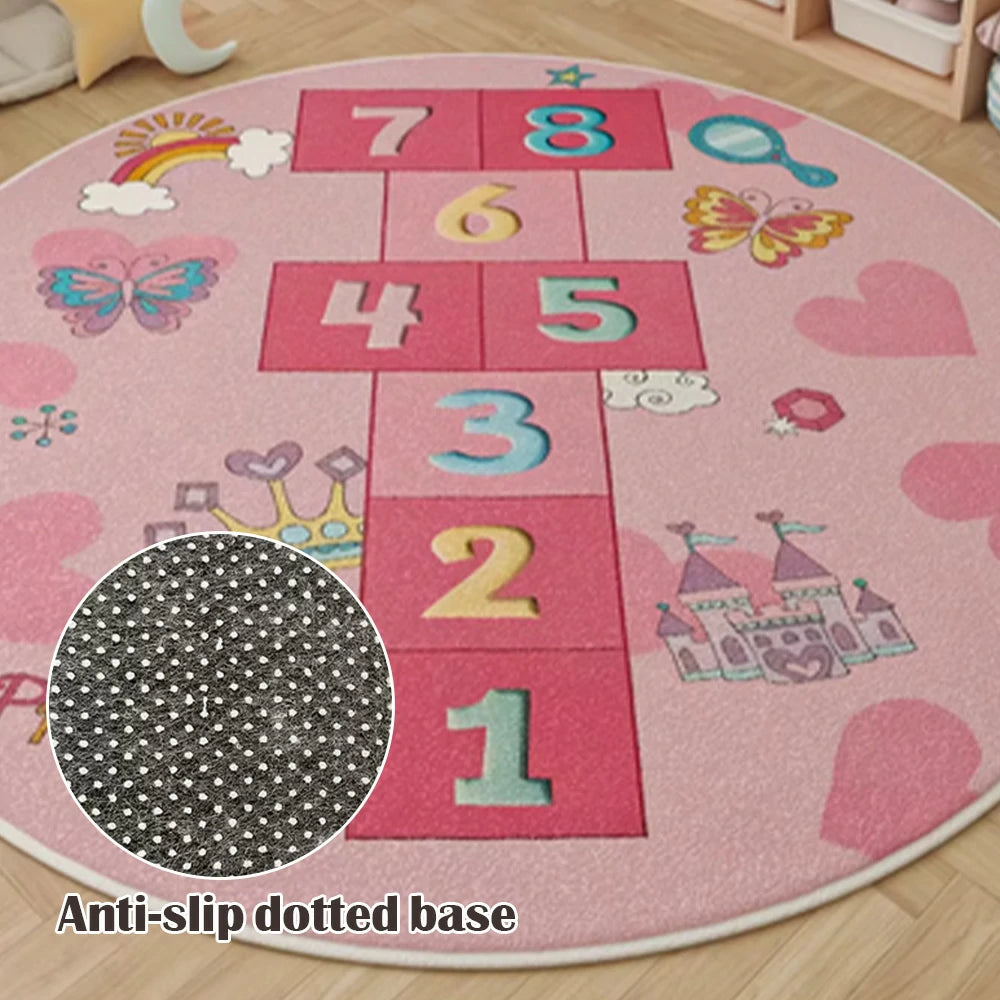 LIVARA Kids Plush Play Mat Non Slip High Density Soft Surface Durable Cozy and Floor Protective Pink House Theme