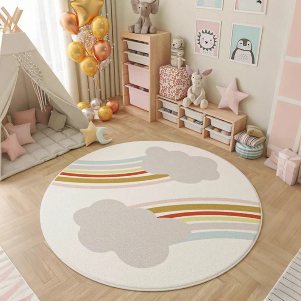 LIVARA Kids Plush Play Mat Non Slip High Density Soft Surface Durable Cozy and Floor Protective Cute Rainbow Theme