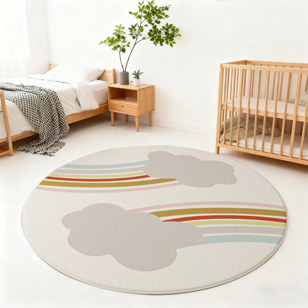 LIVARA Kids Plush Play Mat Non Slip High Density Soft Surface Durable Cozy and Floor Protective Cute Rainbow Theme
