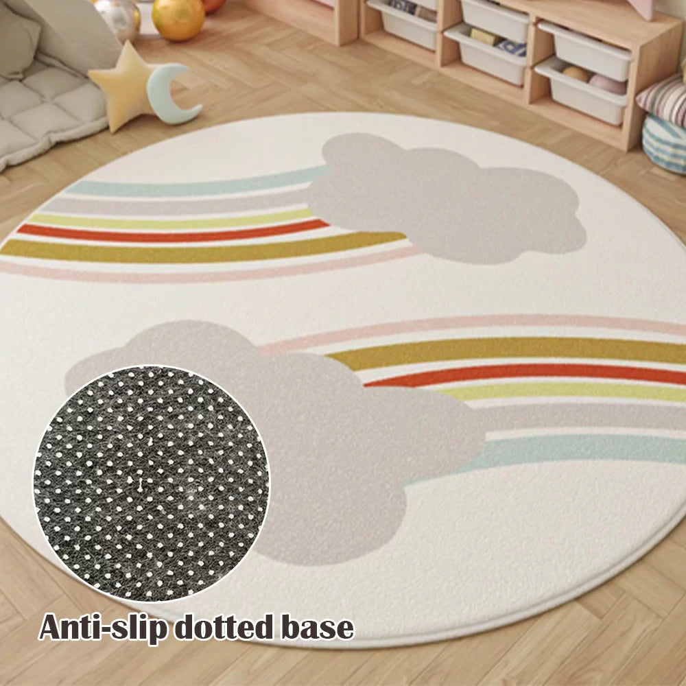 LIVARA Kids Plush Play Mat Non Slip High Density Soft Surface Durable Cozy and Floor Protective Cute Rainbow Theme