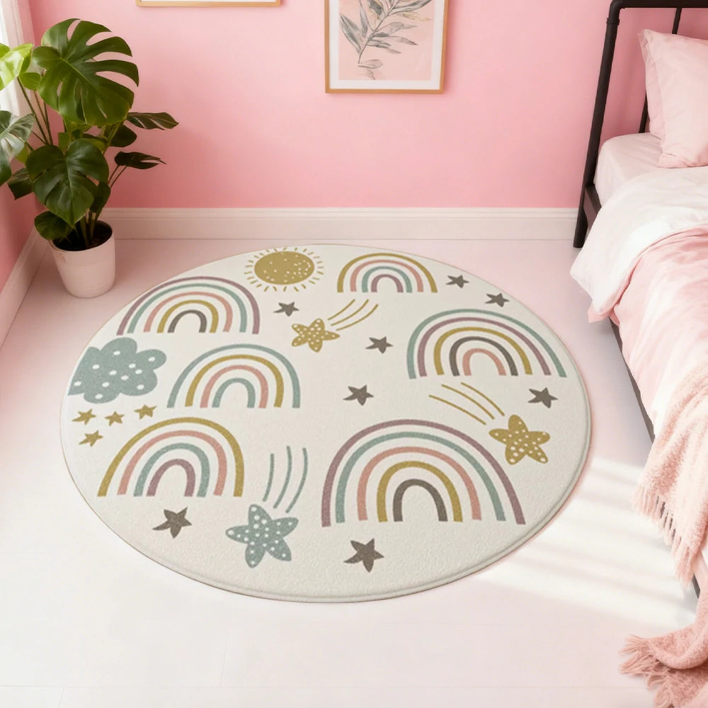 LIVARA Kids Plush Play Mat Non Slip High Density Soft Surface Durable Cozy and Floor Protective Rainbow Stars Theme