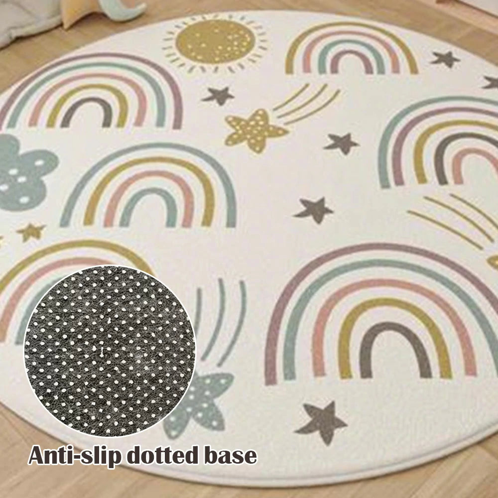 LIVARA Kids Plush Play Mat Non Slip High Density Soft Surface Durable Cozy and Floor Protective Rainbow Stars Theme