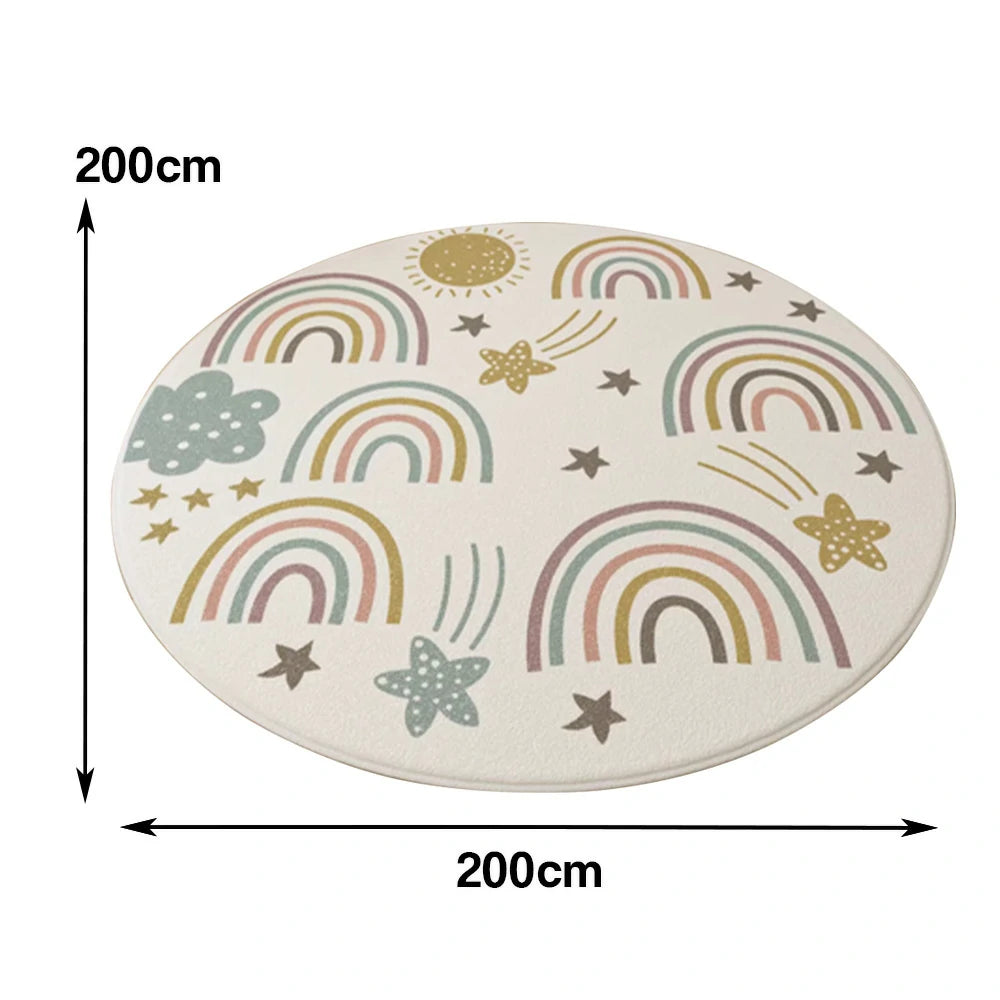 LIVARA Kids Plush Play Mat Non Slip High Density Soft Surface Durable Cozy and Floor Protective Rainbow Stars Theme