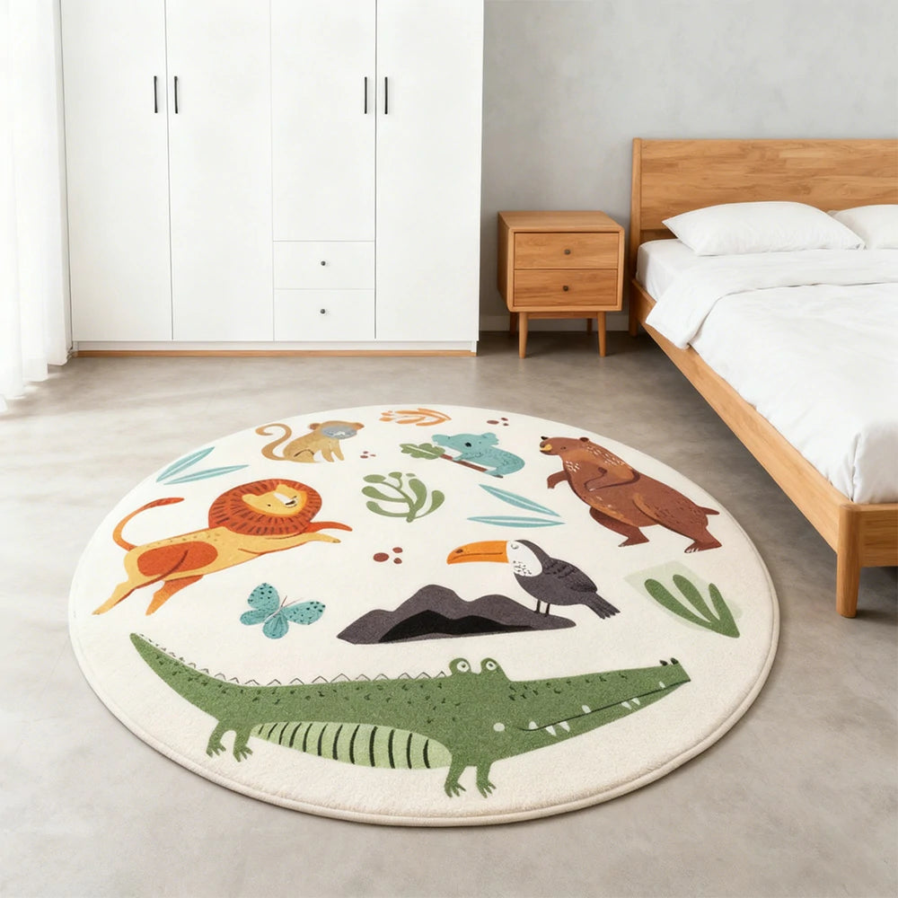 LIVARA Kids Plush Play Mat Non Slip High Density Soft Surface Durable Cozy and Floor Protective Zoo Theme