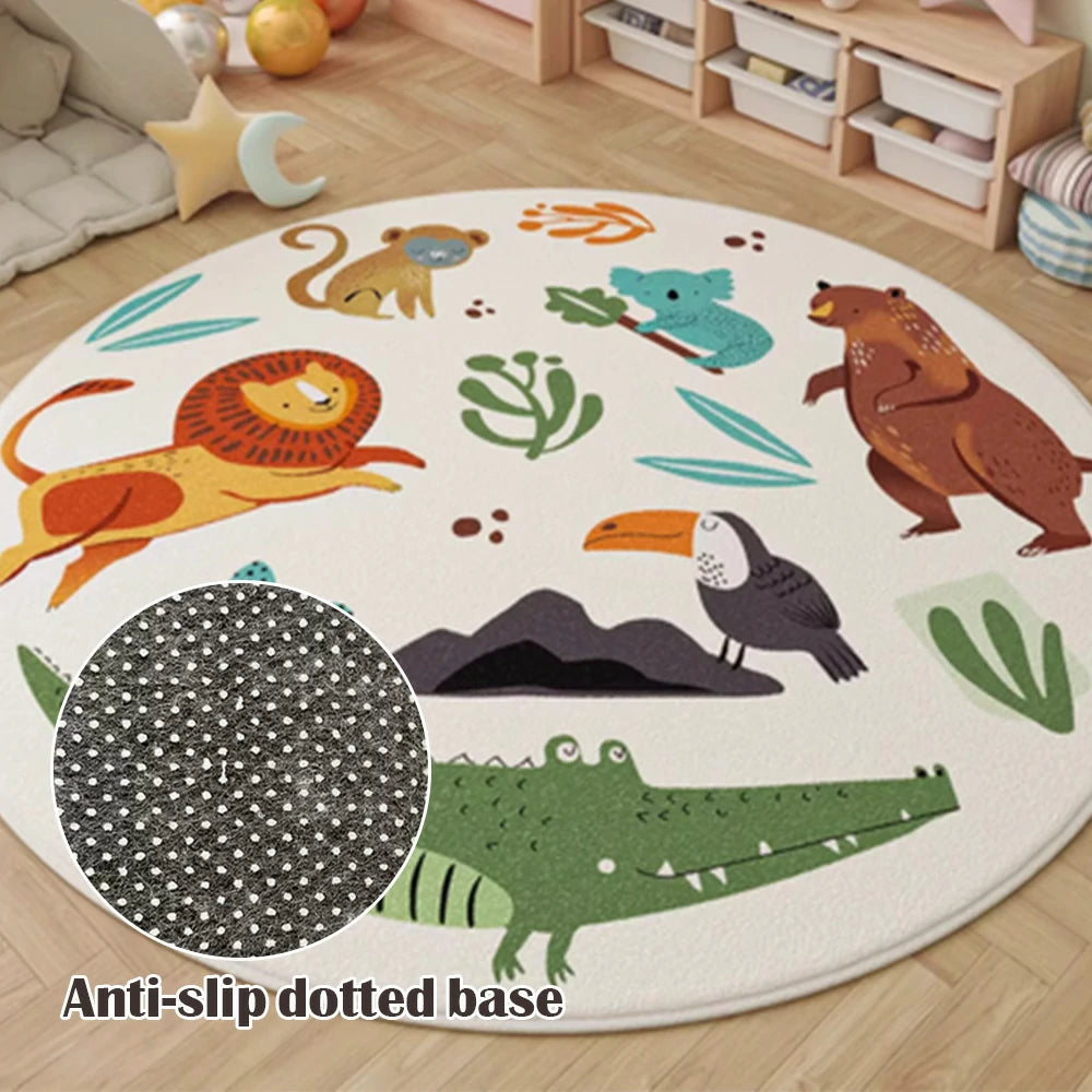 LIVARA Kids Plush Play Mat Non Slip High Density Soft Surface Durable Cozy and Floor Protective Zoo Theme
