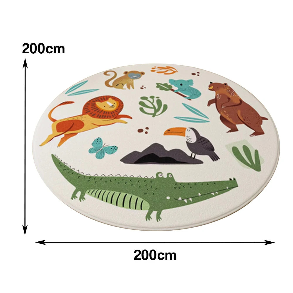 LIVARA Kids Plush Play Mat Non Slip High Density Soft Surface Durable Cozy and Floor Protective Zoo Theme