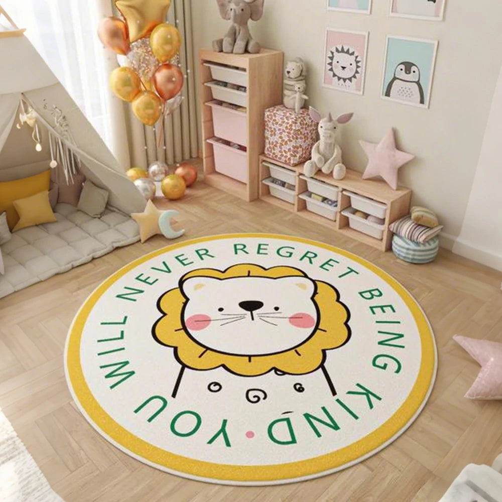 LIVARA Kids Plush Play Mat Non Slip High Density Soft Surface Durable Cozy and Floor Protective Yellow Lion Theme
