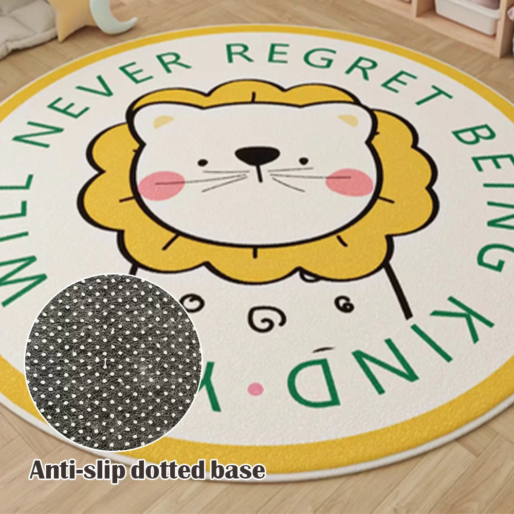 LIVARA Kids Plush Play Mat Non Slip High Density Soft Surface Durable Cozy and Floor Protective Yellow Lion Theme