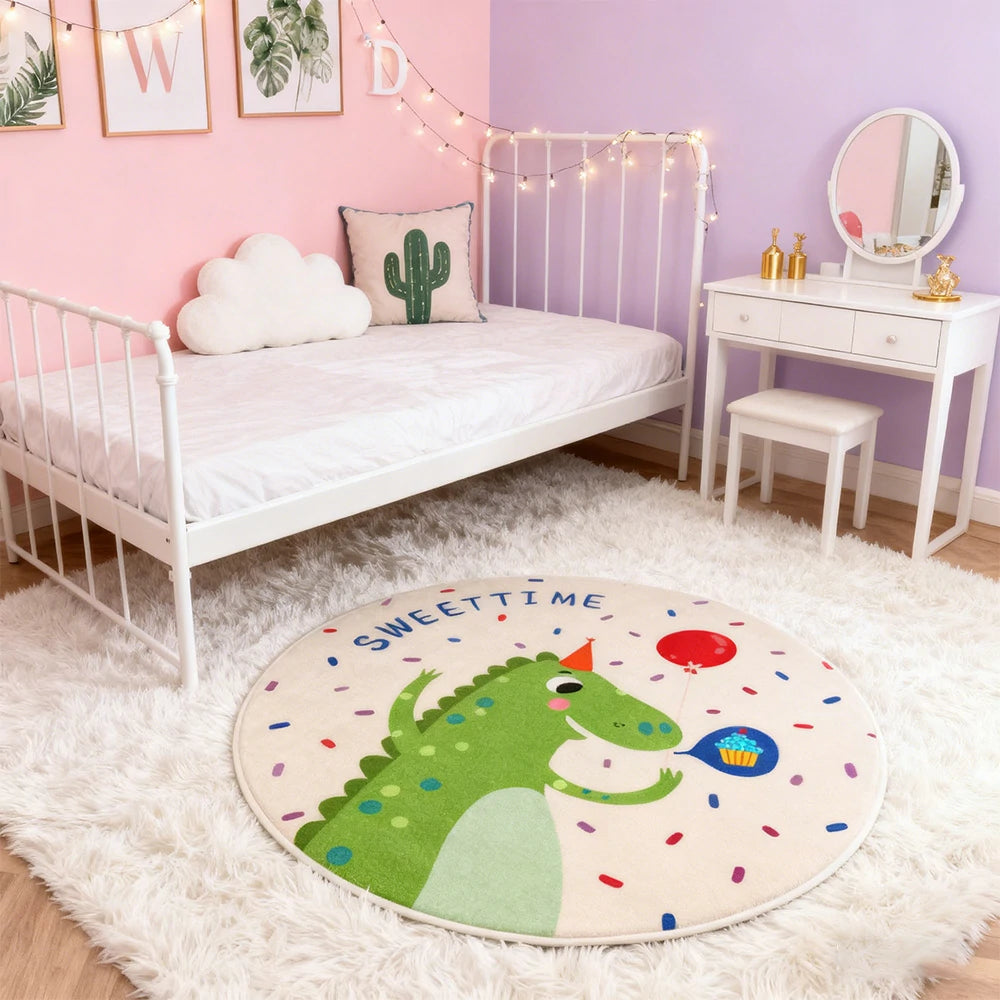 LIVARA Kids Plush Play Mat Non Slip High Density Soft Surface Durable Cozy and Floor Protective Little Dinosaur Theme