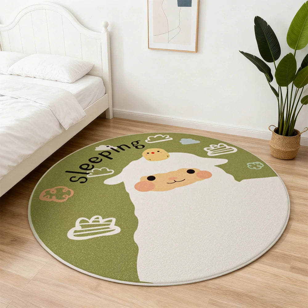 LIVARA Kids Plush Play Mat Non Slip High Density Soft Surface Durable Cozy and Floor Protective Little Green Sheep Theme