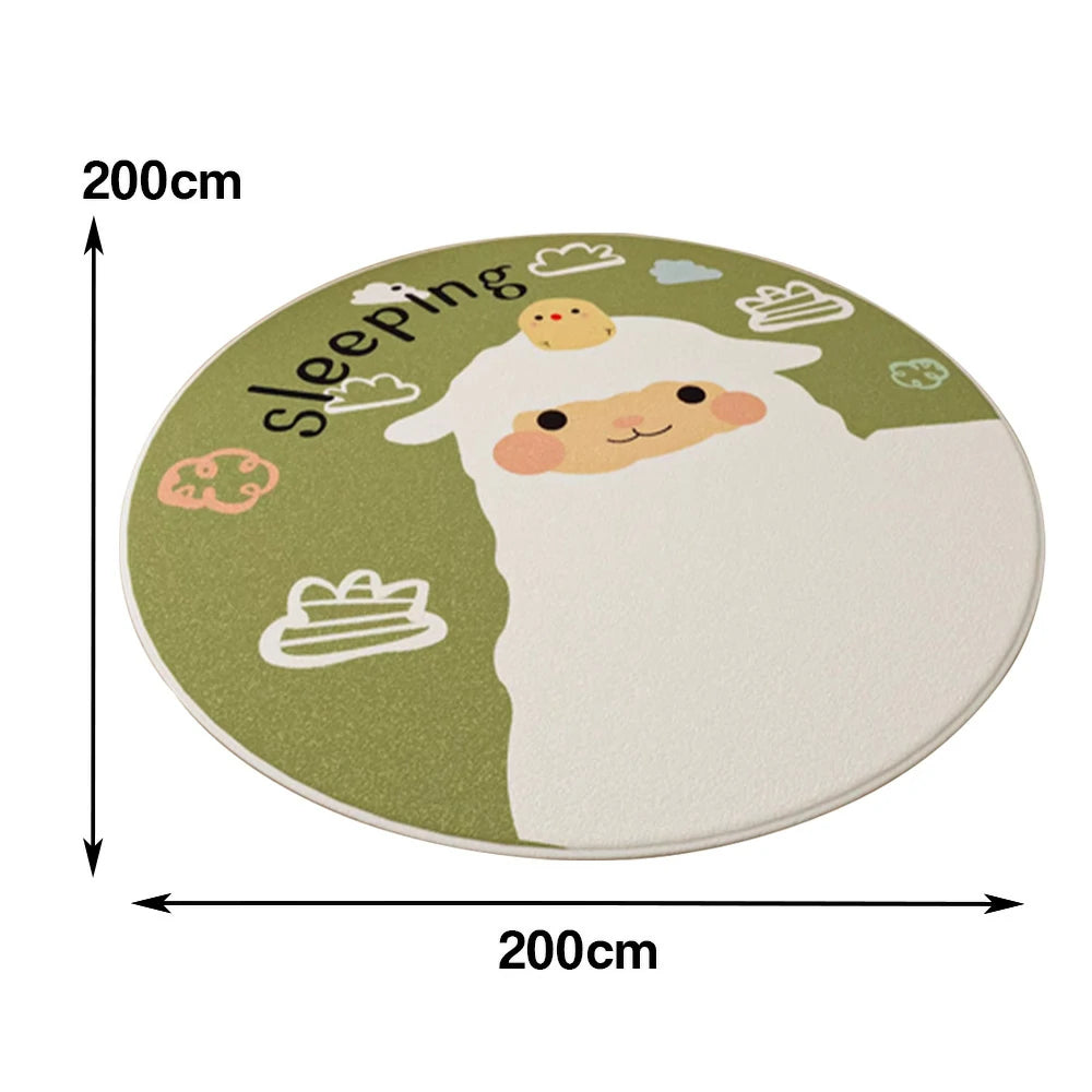 LIVARA Kids Plush Play Mat Non Slip High Density Soft Surface Durable Cozy and Floor Protective Little Green Sheep Theme