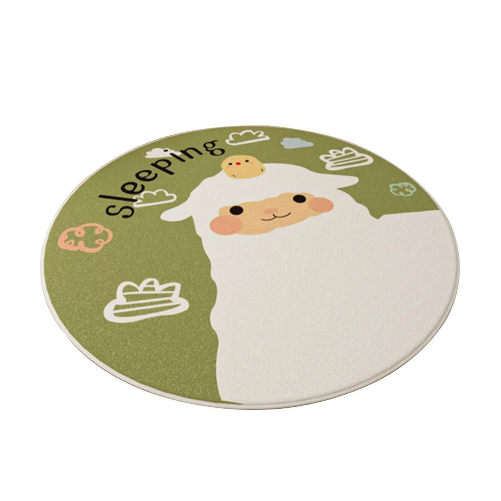 LIVARA Kids Plush Play Mat Non Slip High Density Soft Surface Durable Cozy and Floor Protective Little Green Sheep Theme