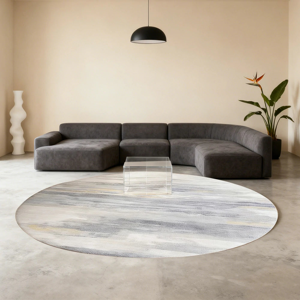 LIVARA High-Density Short Pile Rug Diameter 200cm Soft Comfort Woven Fabric Minimal Shedding Easy Clean