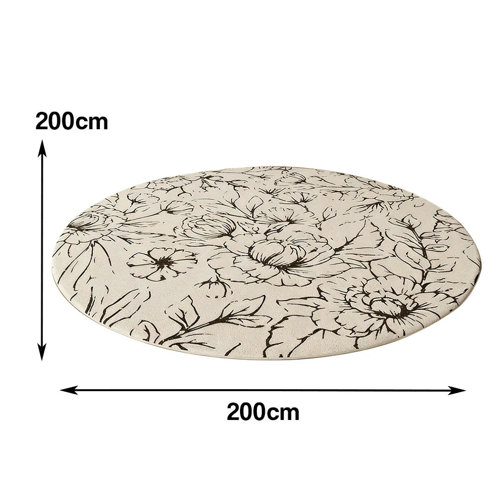 LIVARA 200cm Floor Rugs Theme Floral Ink Poetry Water & Stain Resistant High Density Woven Yarn Anti Slip Cushioned Backing Easy Care