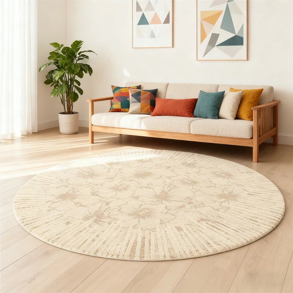 LIVARA 200cm Floor Rugs Theme Light Trace Floral Shadow Water Resistant Soft Surface High Density Woven Construction Non Slip Backing Easy Care