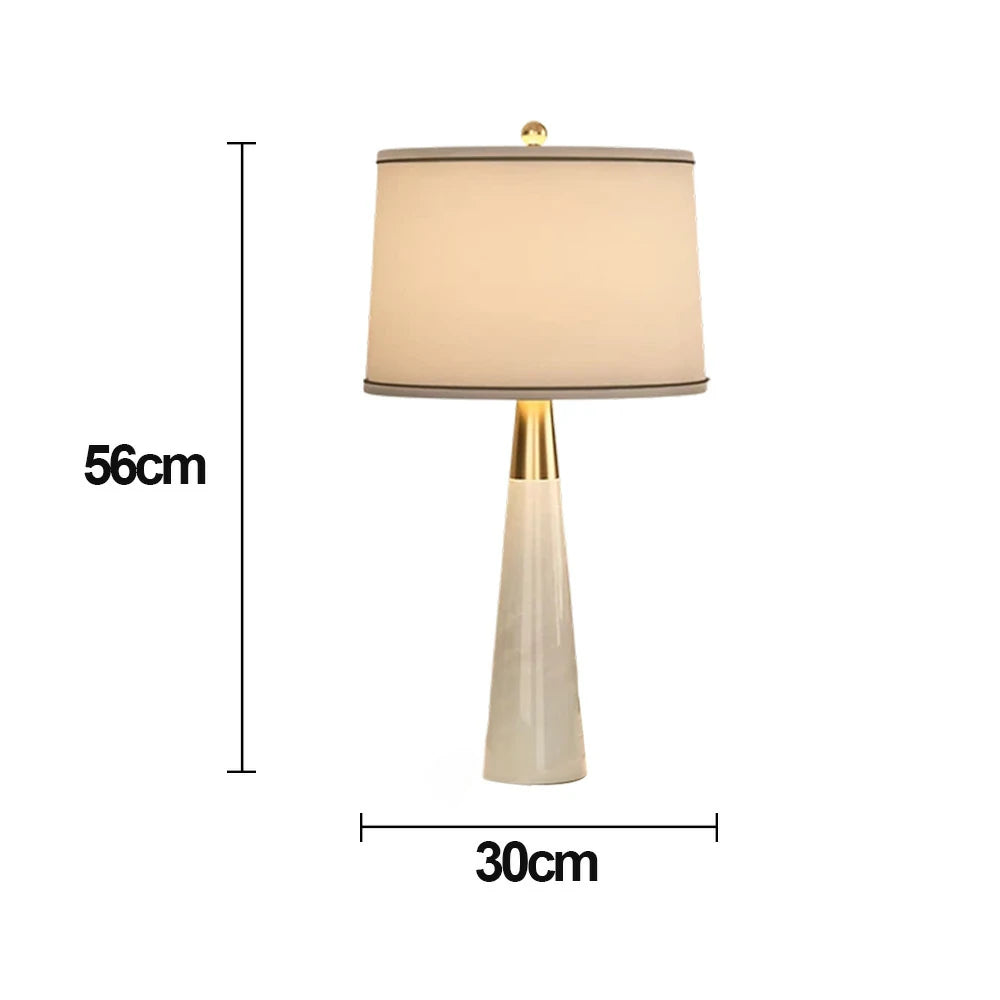 LIVARA Table Lamp Creative Design Soft Fabric Shade Natural Marble Base E27 Socket - White