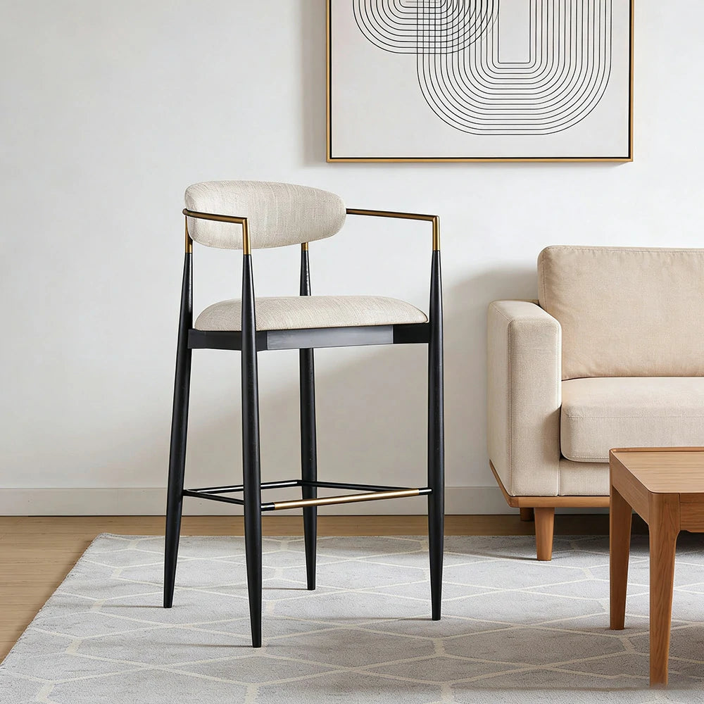 LIVARA 75/105cm Lounge Chair Half-Round Backrest High-Resilience Foam Solid Wood Tapered Legs Comfortable Seat - Beige