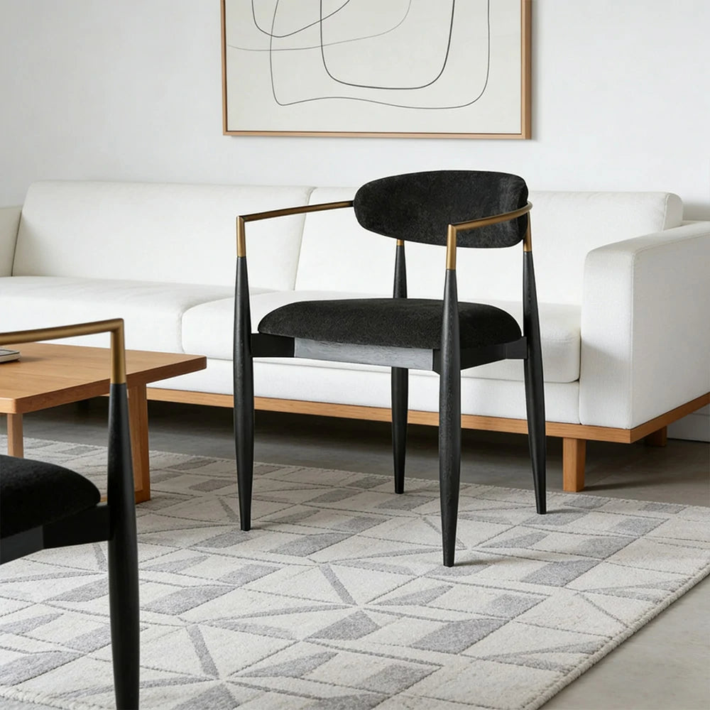 LIVARA 75/105cm Lounge Chair Half-Round Backrest High-Resilience Foam Solid Wood Tapered Legs Comfortable Seat - Black