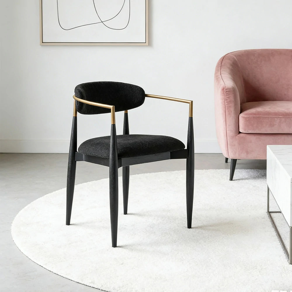 LIVARA 75/105cm Lounge Chair Half-Round Backrest High-Resilience Foam Solid Wood Tapered Legs Comfortable Seat - Black