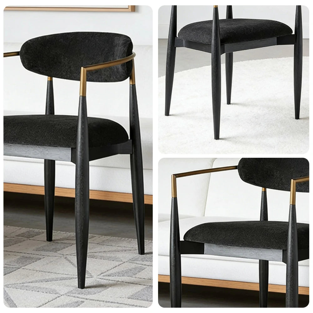 LIVARA 75/105cm Lounge Chair Half-Round Backrest High-Resilience Foam Solid Wood Tapered Legs Comfortable Seat - Black