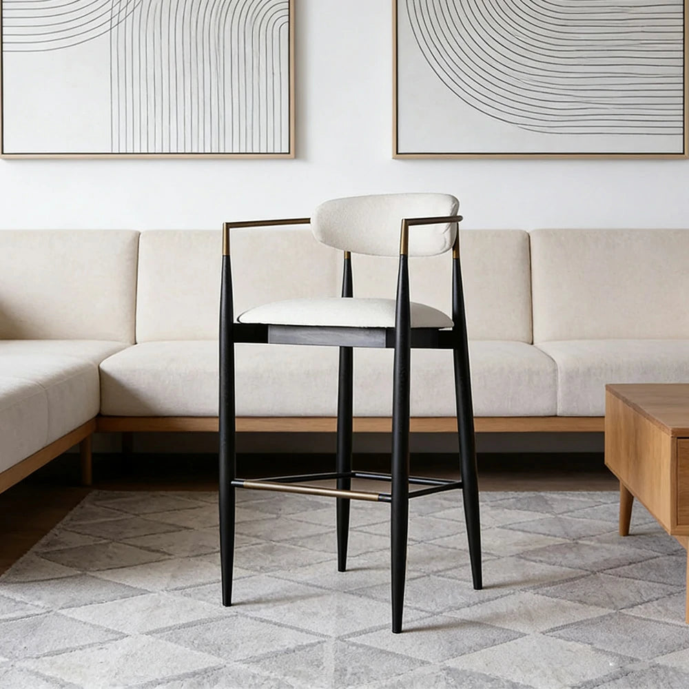 LIVARA Lounge Chair Half-Round Backrest High-Resilience Foam Solid Wood Tapered Legs Comfortable Seat - White