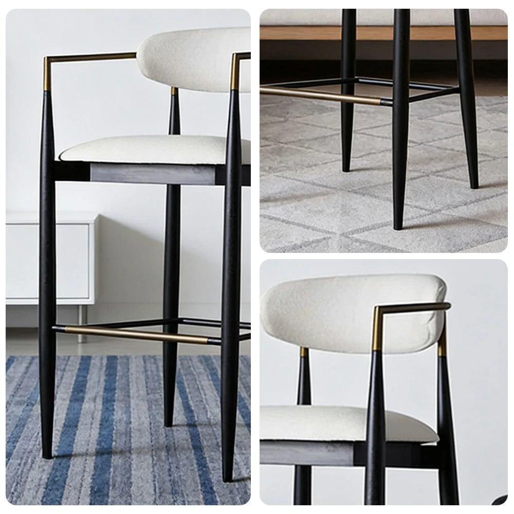 LIVARA Lounge Chair Half-Round Backrest High-Resilience Foam Solid Wood Tapered Legs Comfortable Seat - White