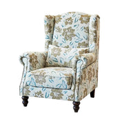 LIVARA Magnolia Fabric Armchair with Optional Matching Sofa Stool - Soft Upholstery, High-Resilience Cushion, Solid Wood Frame - Blue