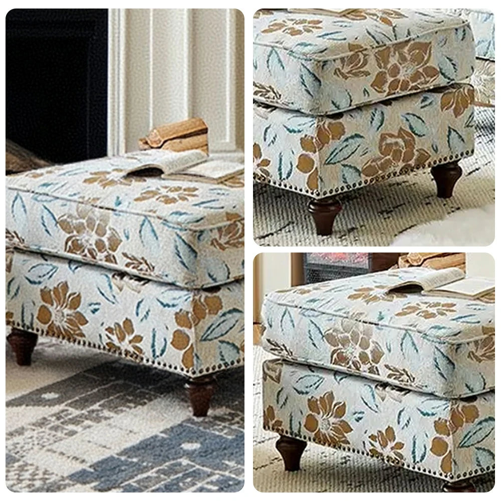 LIVARA Magnolia Fabric Armchair with Optional Matching Sofa Stool - Soft Upholstery, High-Resilience Cushion, Solid Wood Frame - Blue