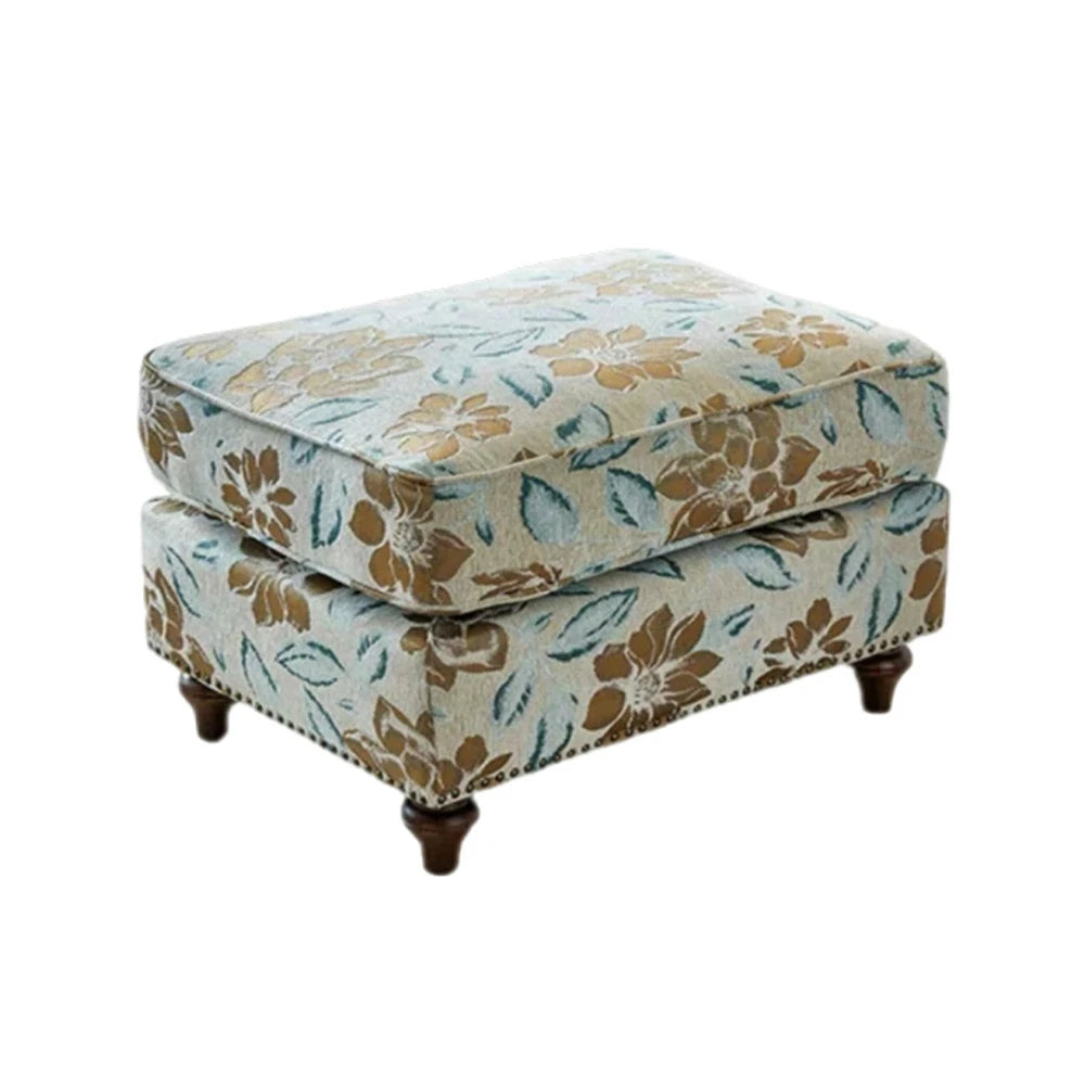 LIVARA Magnolia Fabric Armchair with Optional Matching Sofa Stool - Soft Upholstery, High-Resilience Cushion, Solid Wood Frame - Blue