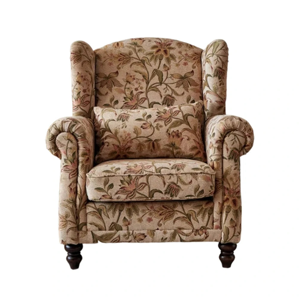 LIVARA Tulip Fabric Armchair - Chenille Upholstery, Solid Wood Frame, Feather+Foam Cushion, Ergonomic Support, Modern Retro Cigar-Style Single Sofa Chair - Blue