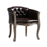 LIVARA Deep Blue Vintage Accent Armchair - Retro PU Leather, Solid Wood Frame, Tufted Backrest, Elegant Living Room Single Sofa Chair - Brown