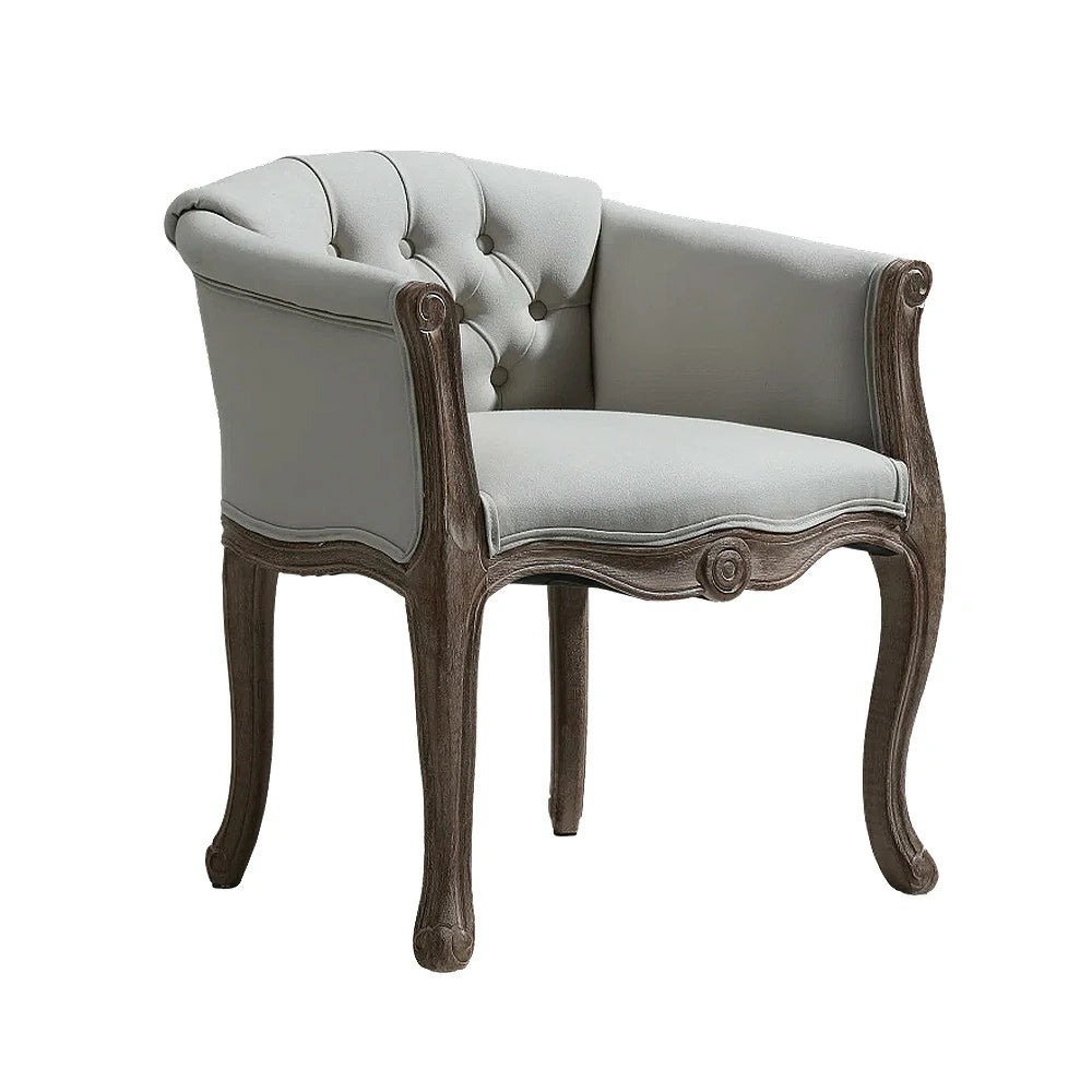 LIVARA Deep Blue Vintage Accent Armchair - Retro PU Leather, Solid Wood Frame, Tufted Backrest, Elegant Living Room Single Sofa Chair - Beige