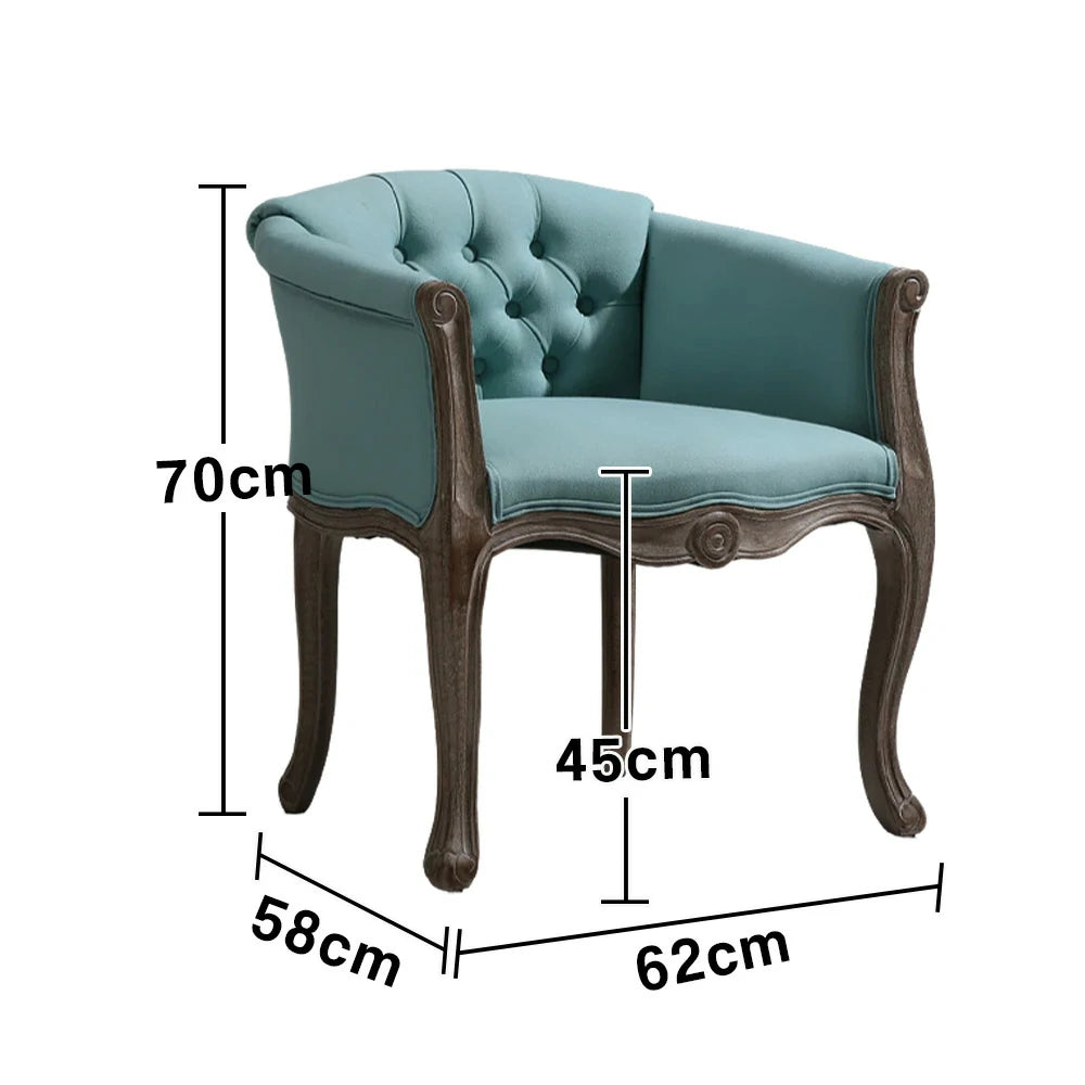 LIVARA Sea Blue Vintage Accent Armchair - Retro PU Leather, Solid Wood Frame, Tufted Backrest, Elegant Living Room Single Sofa Chair - Tiffany Blue