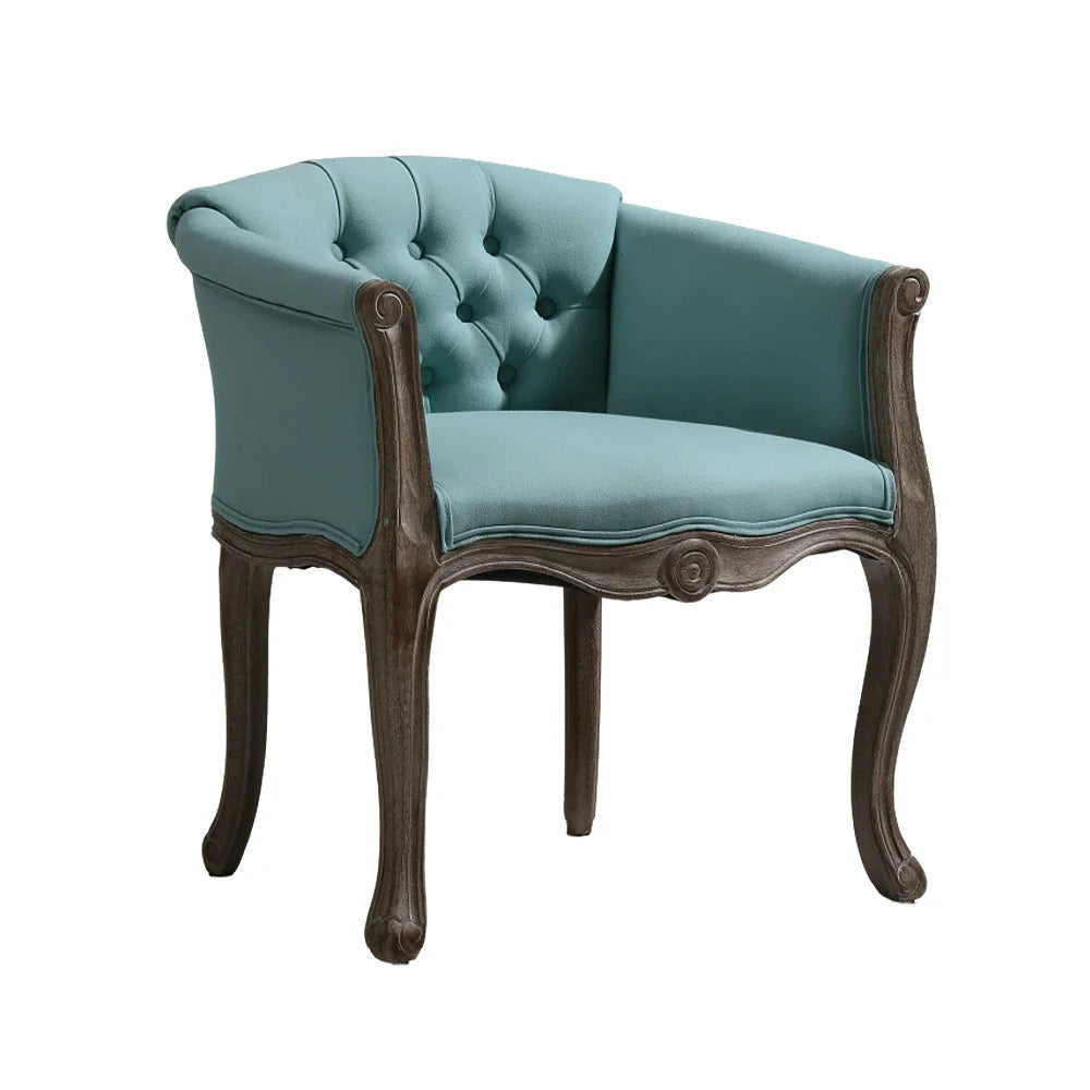 LIVARA Sea Blue Vintage Accent Armchair - Retro PU Leather, Solid Wood Frame, Tufted Backrest, Elegant Living Room Single Sofa Chair - Tiffany Blue