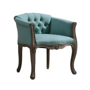 LIVARA Sea Blue Vintage Accent Armchair - Retro PU Leather, Solid Wood Frame, Tufted Backrest, Elegant Living Room Single Sofa Chair - Tiffany Blue