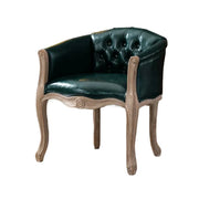 LIVARA Sea Blue Vintage Accent Armchair - Retro PU Leather, Solid Wood Frame, Tufted Backrest, Elegant Living Room Single Sofa Chair - Green