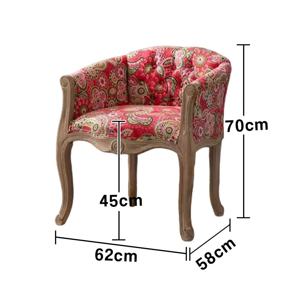 LIVARA Bohemian Vintage Accent Armchair - Colorful Fabric Upholstery, Solid Wood Frame, Tufted Backrest, Elegant Living Room Single Sofa Chair - Pink